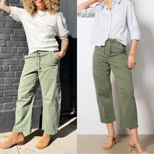 Evereve Pistola Sabrina Curved Barrel Leg Green Utility Pants